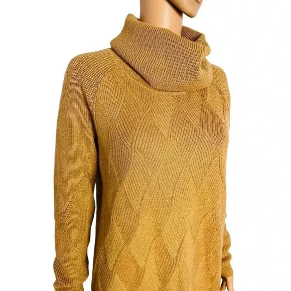 Talbots cable knit cowl/turtleneck sweater size Small Tan NWT - Picture 4 of 10